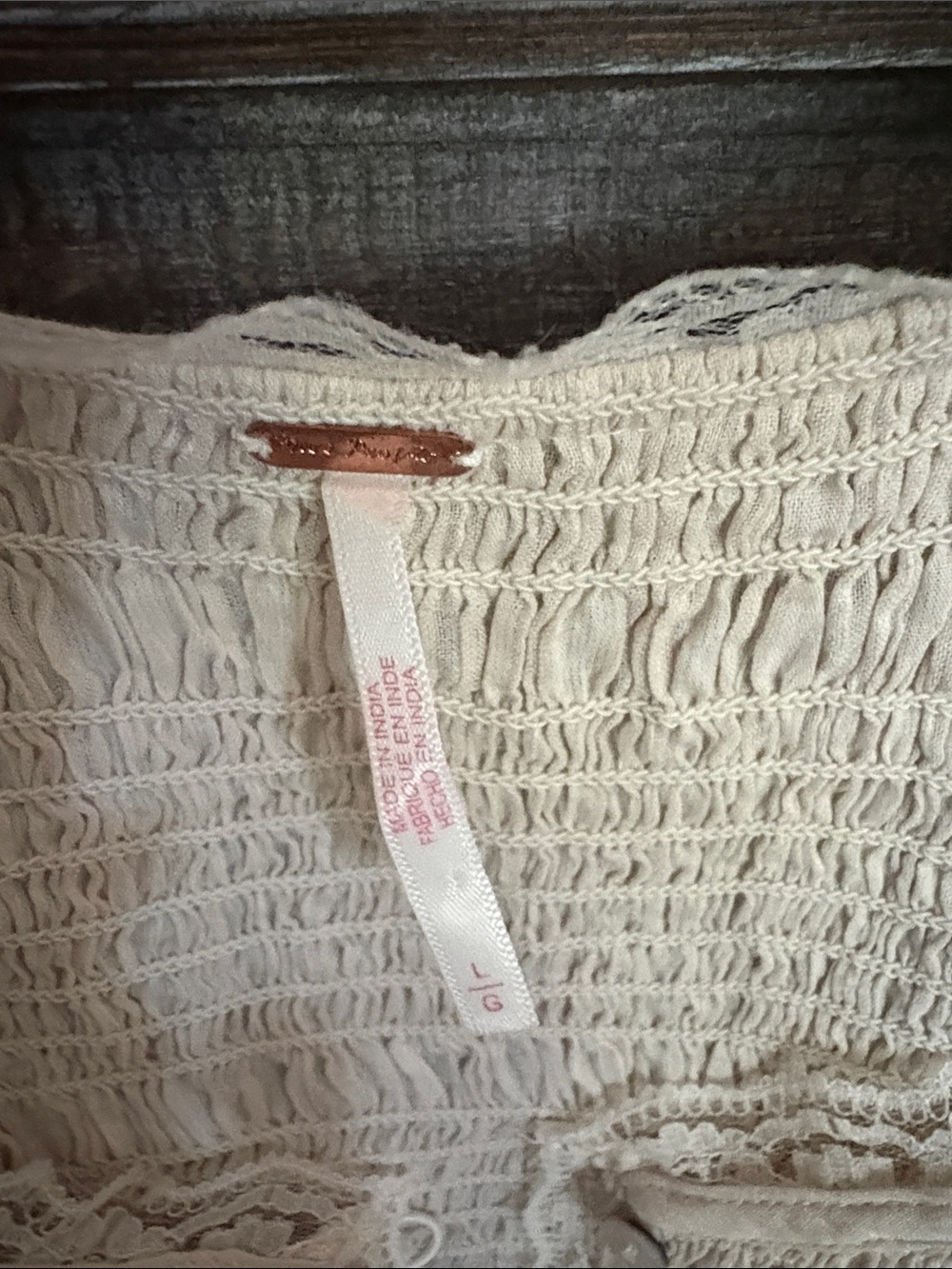 Free People Cream Textured Button-Front Long-Sleeve Top - Picture 3 of 7
